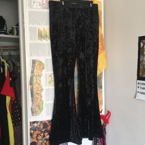 Black velvet bell bottoms